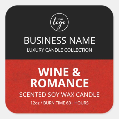 Half Red Black Block Design Soy Candle Labels