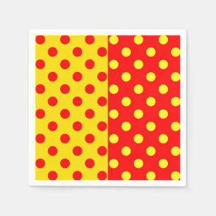 Half Red Yellow Polka Dots Pattern Design  Napkins