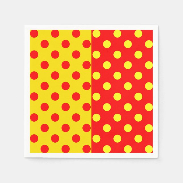 Half Red Yellow Polka Dots Pattern Design  Napkins (Front)