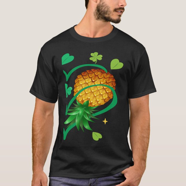 Half Right Heart Upside Down Pineapple Shamrock St T-Shirt (Front)