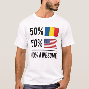 Half Romanian Half American Flag Romania USA T-Shirt
