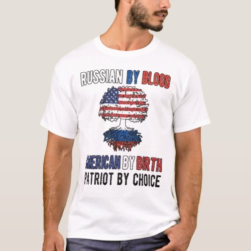 Half Russian Half American Flag Russia USA T_Shirt