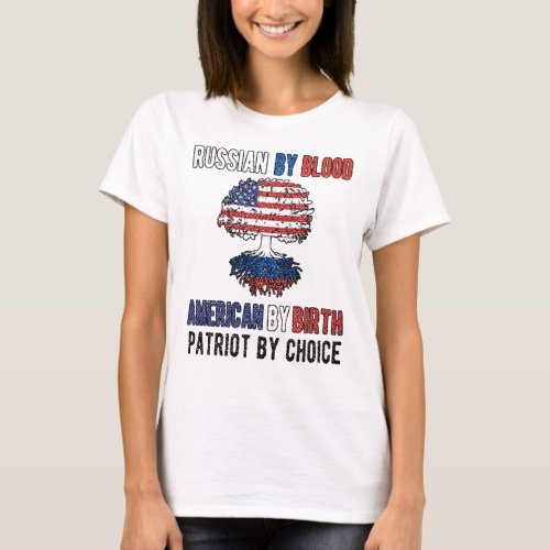 Half Russian Half American Flag Russia USA T_Shirt