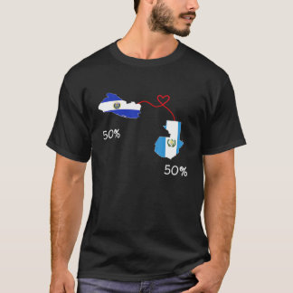 Half Salvadorian Half Guatemalan Flag Map Guatemal T-Shirt