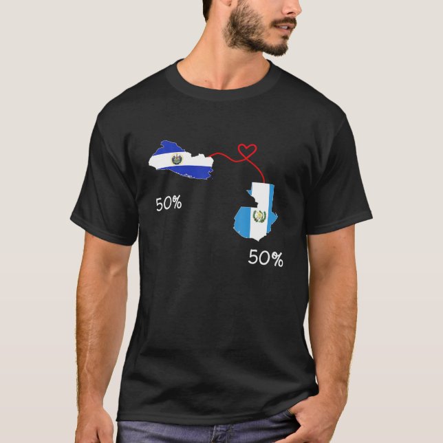Half Salvadorian Half Guatemalan Flag Map Guatemal T-Shirt (Front)