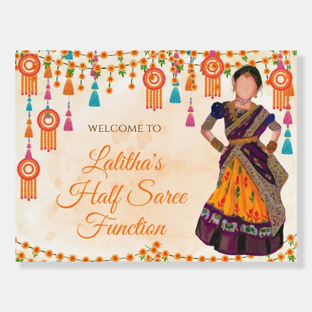 Half saree Welcome sign & Saree ceremony signs (Front)