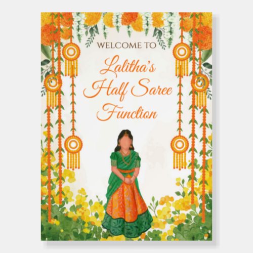 Half saree welcome signs as Half saree function