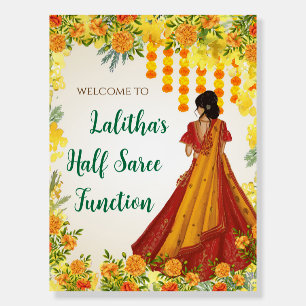 Half Saree welcome signs as Saree ceremony sign