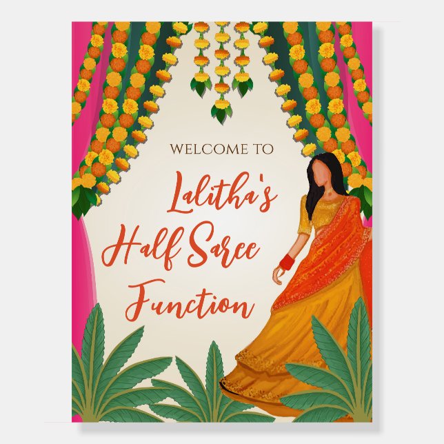 Half saree welcome signs Half Saree ceremony sign (Front)