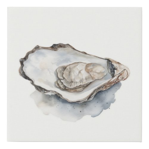 Half Shell Oyster Fresh From The Ocean  Faux Canvas Print