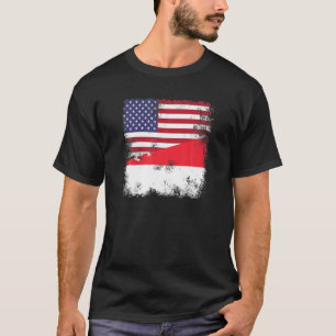 Half Singaporean Flag Vintage Singapore USA Gift T-Shirt