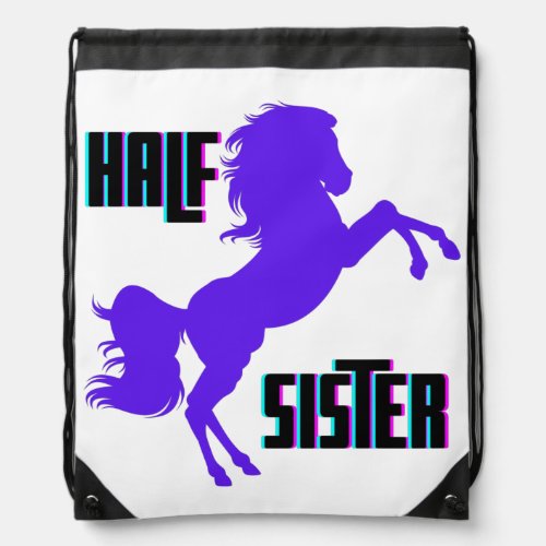 Half Sister Purple Pony Sibling Drawstring Bag