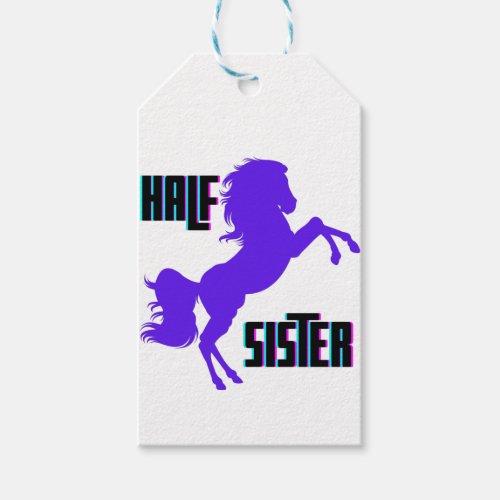 Half Sister Purple Pony Sibling Gift Tags