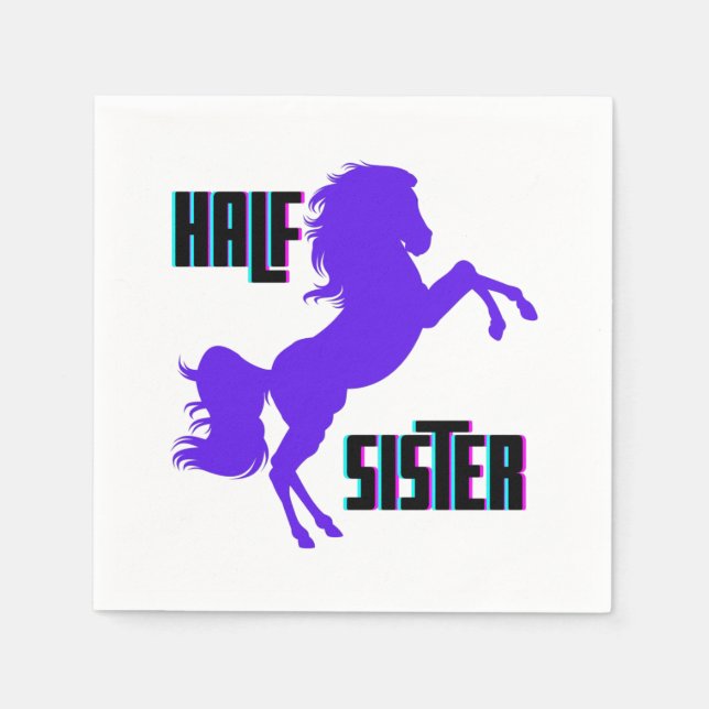 Half Sister Purple Pony Sibling Napkins (Front)