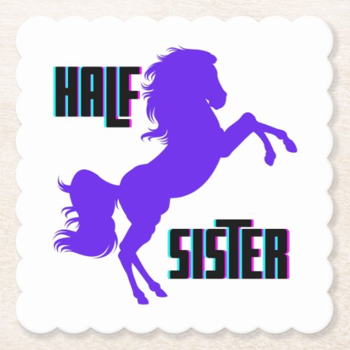Half Sister Purple Pony Sibling Paper Coaster