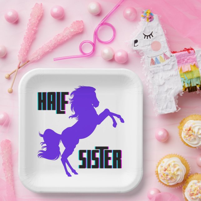 Half Sister Purple Pony Sibling Paper Plates (Party)