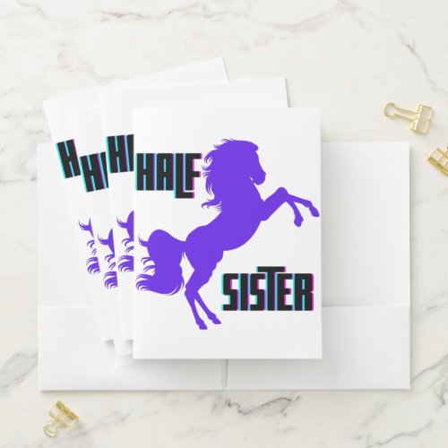 Half Sister Purple Pony Sibling Pocket Folder