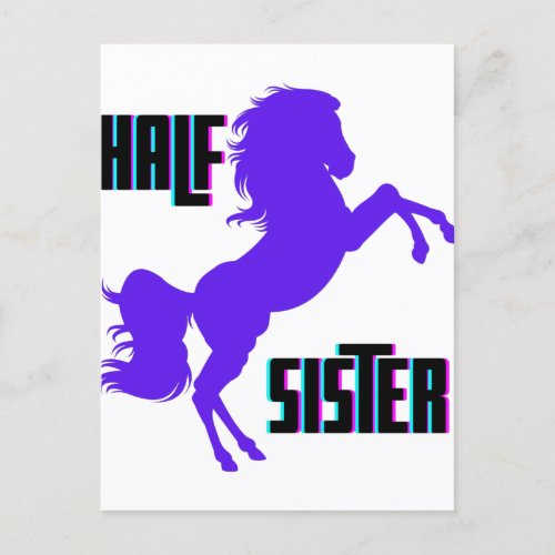 Half Sister Purple Pony Sibling Postcard