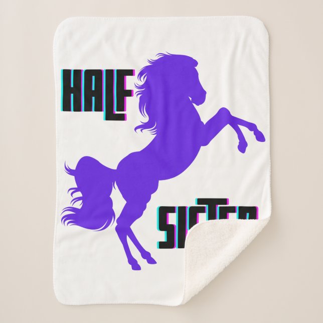 Half Sister Purple Pony Sibling Sherpa Blanket (Front)