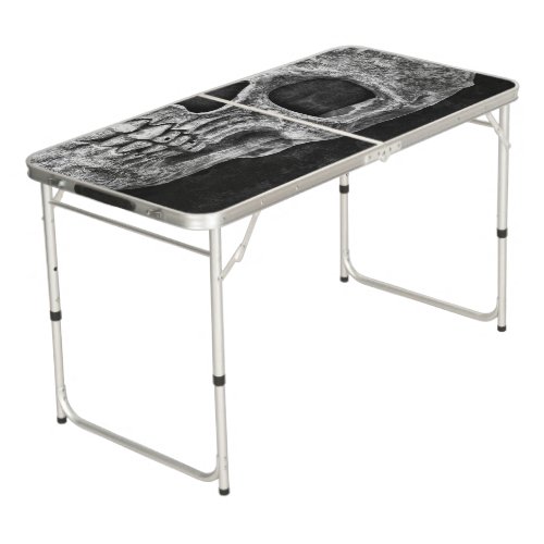 Half Skull Cool Gothic Black And White Grunge Beer Pong Table