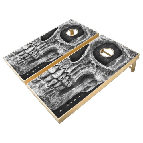 Half Skull Cool Gothic Black And White Grunge Cornhole Set