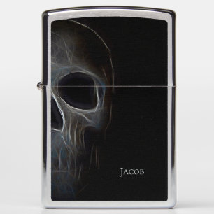 Half Skull Gothic Black And White Electric Zippo Lighter
