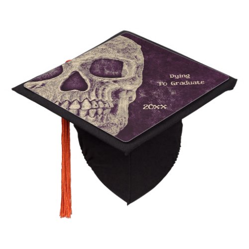 Half Skull Gothic Cool Old Purple Beige Grunge Graduation Cap Topper