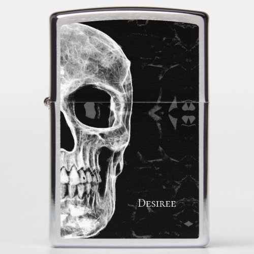 Half Skull Head Gothic Black And White Cool Modern Zippo Lighter