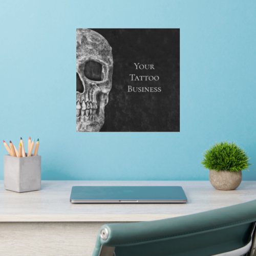 Half Skull Head Gothic Black And White Tattoo Shop Wall Decal