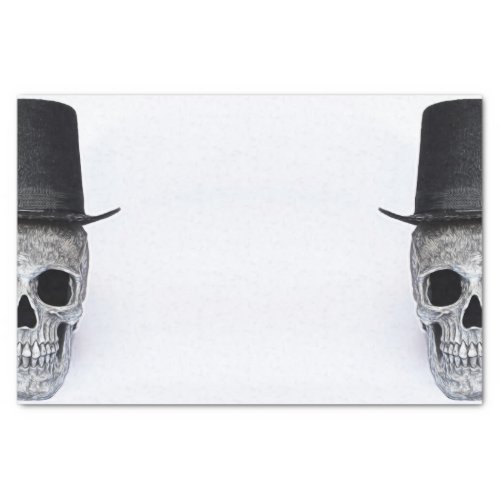 Half Skull With Top Hat Black And White Gothic Tissue Paper