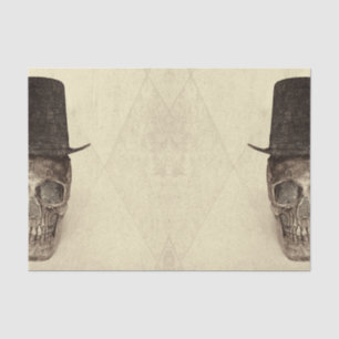 Half Skull With Top Hat Gothic Vintage Sepia Tissue Paper
