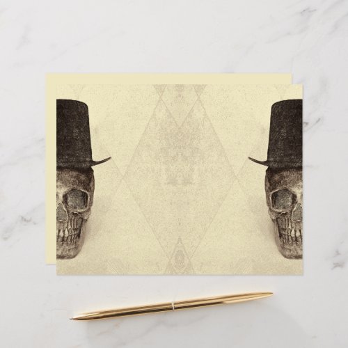 Half Skull With Top Hat Vintage Sepia Gothic