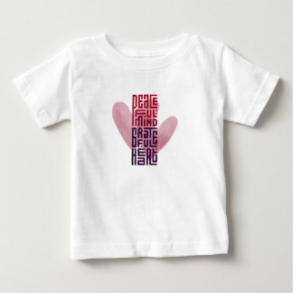 Half-Sleeve White T-Shirt with Pink Heart Design