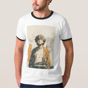 half sleves white t shirt with astheatic sketch