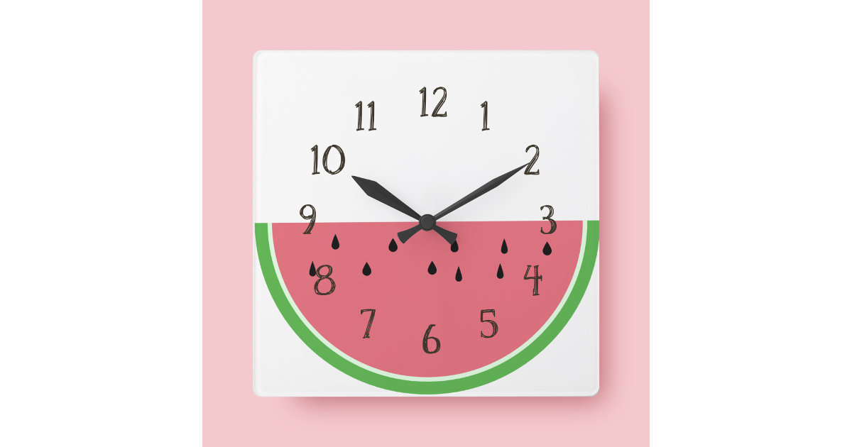 Half Slice Pink Watermelon Kitchen Wall Clock Zazzle