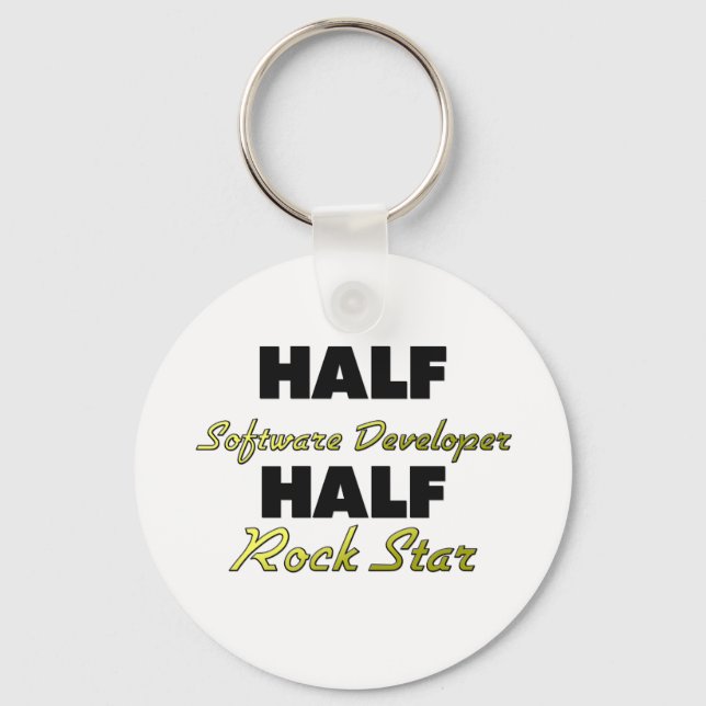 Half Software Developer Half Rock Star Keychain (Front)