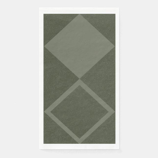 Half Solid + Framed Diamond Napkin in Moss Green (Front)