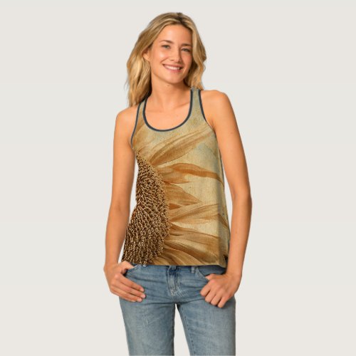 Half Sunflower Yellow Old Vintage Art Tank Top