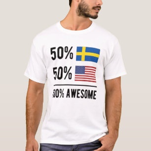 Half Swedish Half American Flag Sweden USA T-Shirt