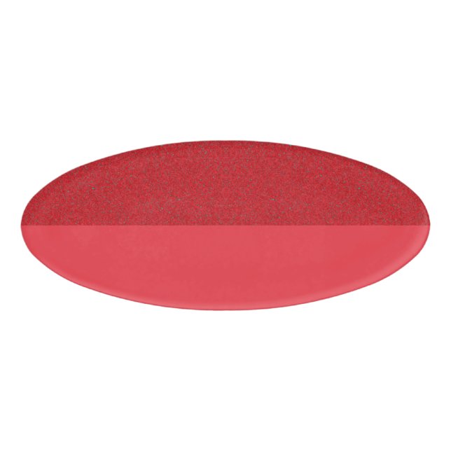 Half-Texture Tomato Red Oval Name Tag – Customize (Front)