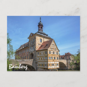 Half-timbered house and bridge in Bamberg, Germany Postcard