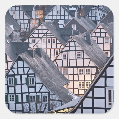Half_timbered houses in Freudenberg Germany Square Sticker