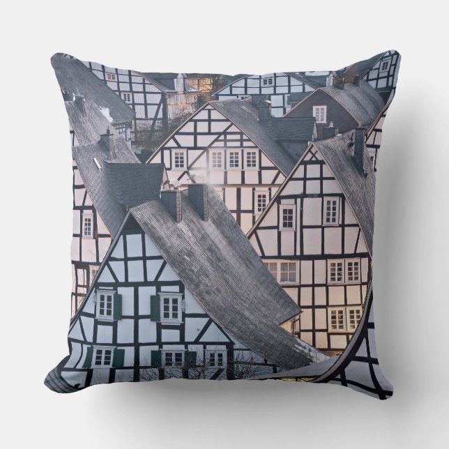 Half-timbered houses in Freudenberg, Germany Throw Pillow (Front)