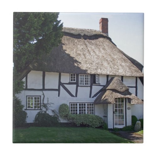 Half_Timbered Thatched Cottage Ceramic Tile