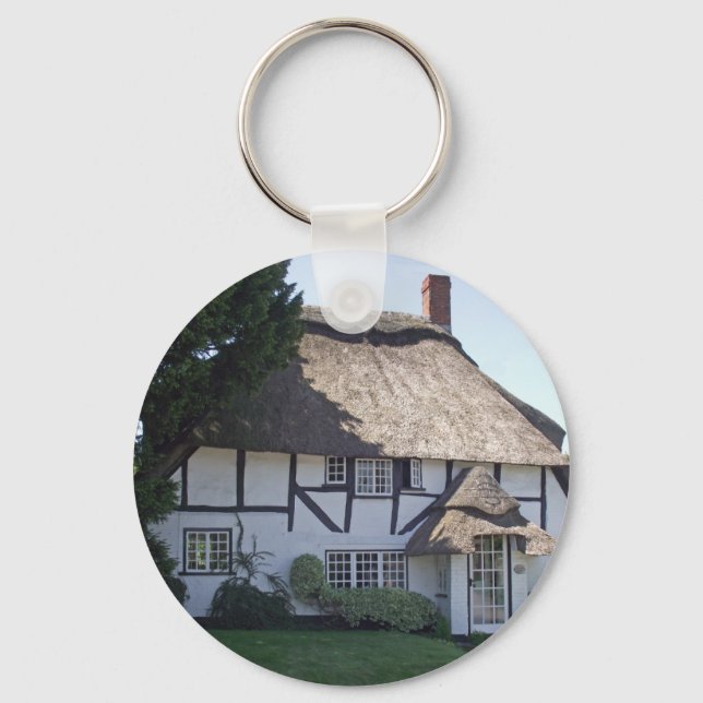 Half-Timbered Thatched Cottage Keychain (Front)