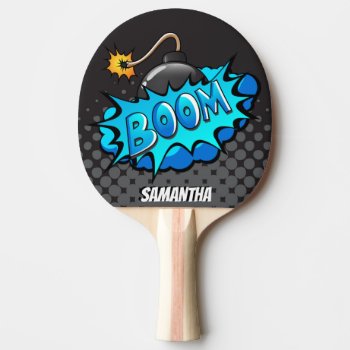 Half Tone Boom! Superhero Personalized Paddle by GroovyFinds at Zazzle