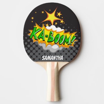 Half Tone Ka-boom! Superhero Personalized Paddle by GroovyFinds at Zazzle