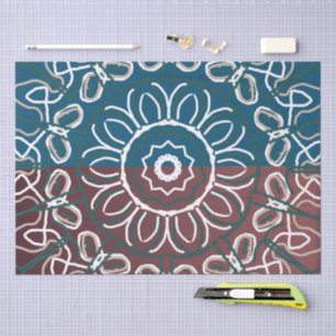 Half Toned Trendy Blue Mauve Lace Design Tissue Paper