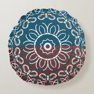 Half Toned Trendy Blue Mauve Laced Design Wrappin Round Pillow