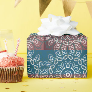 Half Toned Trendy Blue Mauve Laced Design Wrappin Wrapping Paper